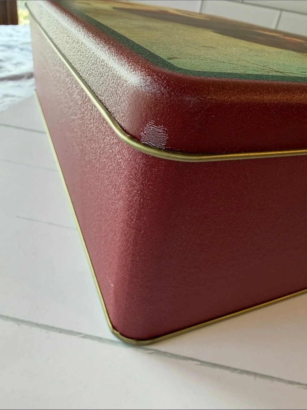 Vintage Swan Scene Decorative Tins- Red Trim